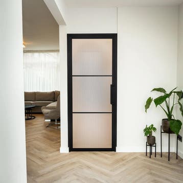 Stalen Binnendeur - Zwart - 3 Vlaks - Kanaalglas, Minder dan 80 cm, Binnendeur, Nieuw, Metaal