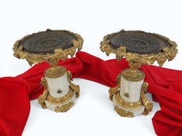 Tazza (2) - Verguld brons, Antiek en Kunst