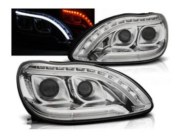 DRL LED tube koplampen Chrome geschikt voor Mercedes W220, Verzenden, Nieuw, Mercedes-Benz