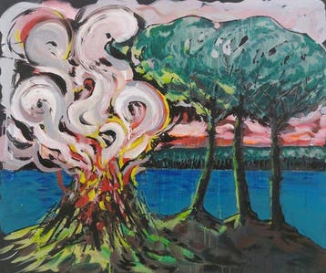 baptiste laurent - Feu à la pinède, XL acrylic on canvas,