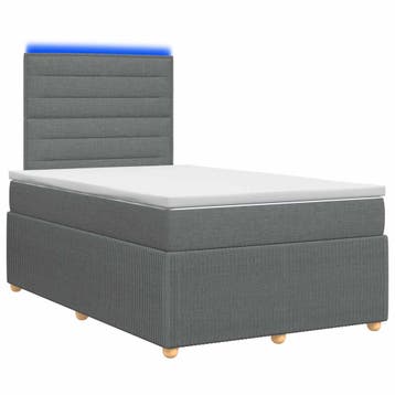 vidaXL LED Boxspringbed met Matras Donkergrijs 120 x 190 cm, Verzenden