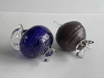 Decoratief ornament (2) - Pair of Vintage Italian Hand-Blown, Antiek en Kunst