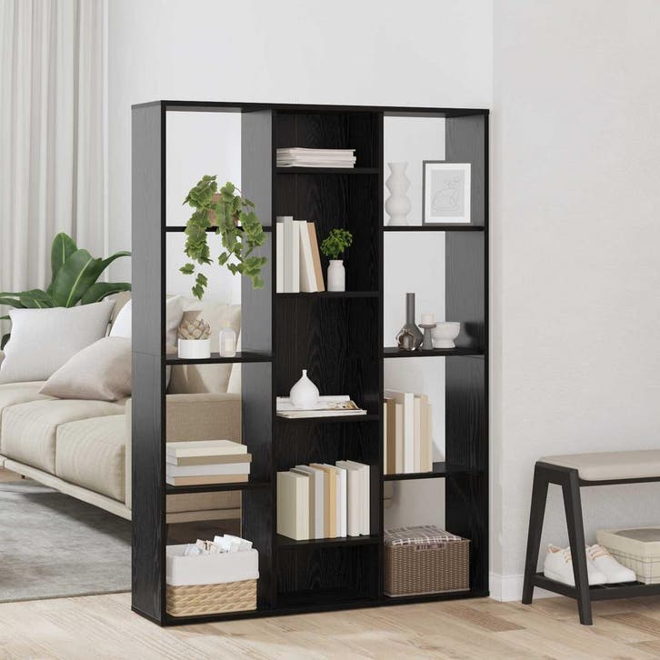 vidaXL Kamerverdeler Zwart Eiken 100 x 24 x 140 cm Bewerkt, Maison & Meubles, Accessoires pour la Maison | Autre, Envoi