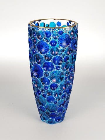 Vaas - Kristal, Emaille - Blauw en goud Lissabon