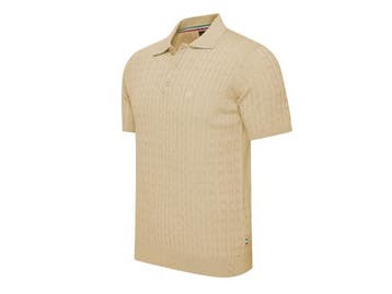 Veiling - Cappuccino Italia Caorle Cable Knit Polo Sand - XL, Vêtements | Hommes, T-shirts