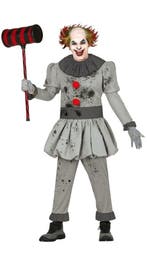 Clown Halloween Kostuum Heren Grijs, Verzenden, Nieuw