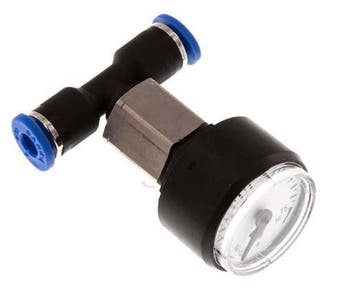 Manomètre Union 4mm droit 0-16 bar (0-232psi), Verzenden