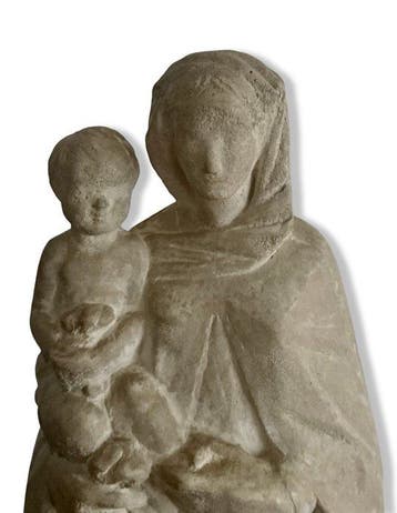 Hans Frank - sculptuur, Madonna mit Kind - 60 cm - Gips,