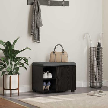 vidaXL Hallenbank Zwarte Eik 60 x 38 x 46 cm Geengineerd, Verzenden