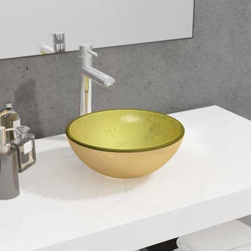 vidaXL Wasbak 30x12 cm gehard glas goudkleurig, Verzenden