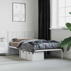 vidaXL Bedframe met hoofdbord metaal wit 80x200 cm, Verzenden