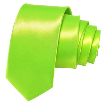 Fako Fashion - Skinny Stropdas - Effen - 145cm - Fluo Groen, Verzenden, Nieuw
