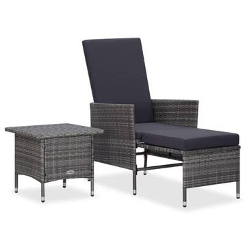 vidaXL 2-delige Loungeset met kussens poly rattan grijs, Verzenden, Nieuw, Loungeset