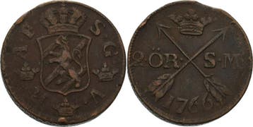 2 Öre 1766, Schweden Adolf Friedrich 1751-1771, Verzenden, België