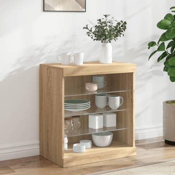 vidaXL Dressoir met LED-verlichting 60,5x37x67 cm sonoma, Verzenden