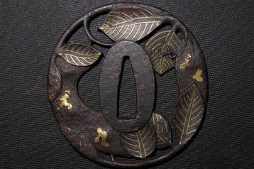 gesmeed ijzer - C5-769 : Daisho Leaf Sukashi Tsuba :
