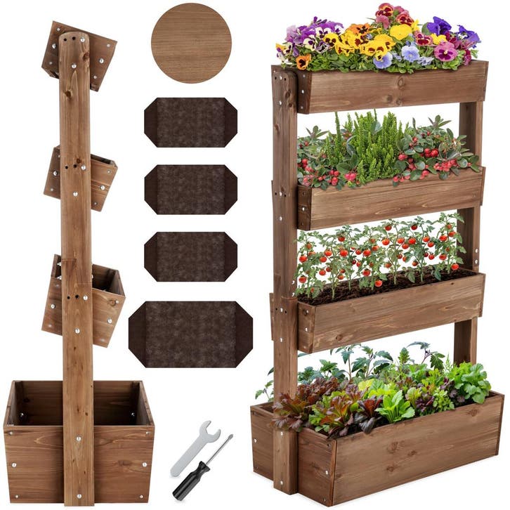 Plantenbak Flora, gelakt hout, met plantenfolie, Jardin & Terrasse, Jardin & Terrasse Autre, Envoi
