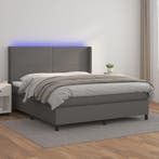 vidaXL Boxspring met matras en LED kunstleer grijs 160x200, Verzenden, Nieuw