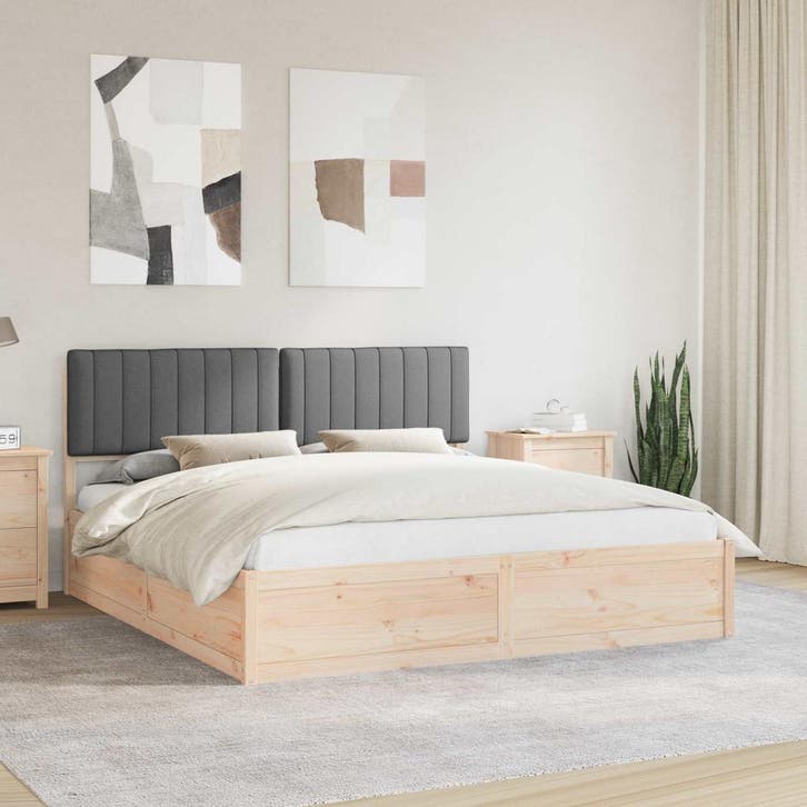 vidaXL Bedframe met Gevoerde Hoofdbord Donkergrijs 180 x 200, Maison & Meubles, Chambre à coucher | Lits, Envoi