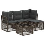 vidaXL Tuinbank Set 5 pcs Grijs poly rattan, Tuin en Terras, Verzenden, Nieuw