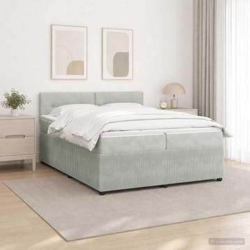 vidaXL Boxspringbed met matras Lichtgrijs 200 x 200 cm, Verzenden
