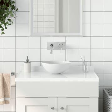 vidaXL Wastafel rond keramiek matwit, Verzenden, Nieuw