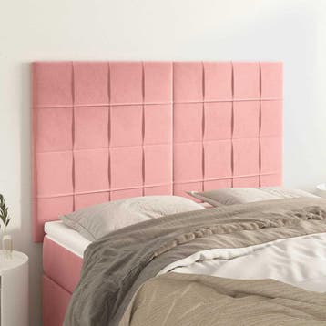 vidaXL Hoofdbord roze 144x5x118/128 cm fluweel, Verzenden, Nieuw
