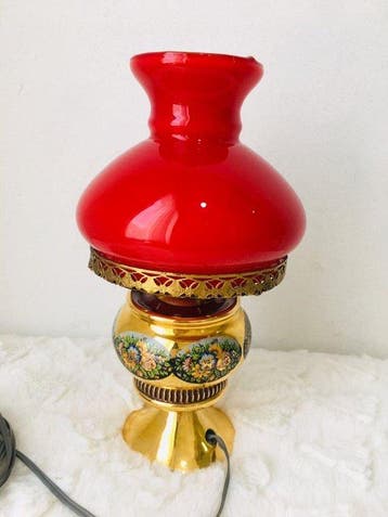 Tafellamp - opalijn / messing - stijl Napoléon III, Antiek en Kunst