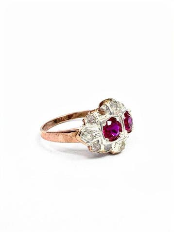 Zonder minimumprijs - Ring - 9 kt. Zilver, Roségoud Spinel -, Nieuw