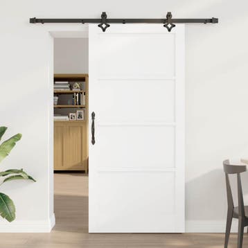 vidaXL Schuifdeur 93 x 202 cm Bewerkt hout Wit en zwart, Verzenden, Nieuw