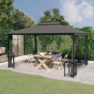 vidaXL Prieel met zijwanden en dubbel dak 3x4 m, Verzenden