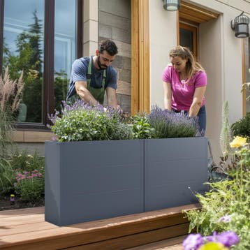 Plantenbak staal 100 x 30 x 77 cm, Verzenden