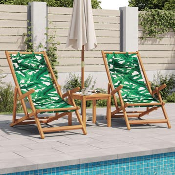 vidaXL Opklapbare stoelen, 2 stuks, stof met bladmotief en, Verzenden, Nieuw