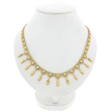 Gouden galeriedraad schakelcollier; 14 karaat; 44 cm, Handtassen en Accessoires, Ophalen of Verzenden, Gebruikt, Goud, Goud
