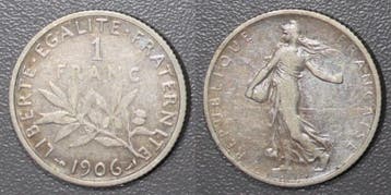 France Frankreich Km 844 1 Franc 1906 Typ Saemann, Postzegels en Munten, Verzenden, België