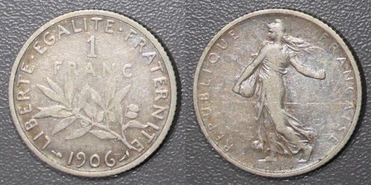 France Frankreich Km 844 1 Franc 1906 Typ Saemann, Postzegels en Munten, Munten | Europa | Niet-Euromunten, België, Verzenden