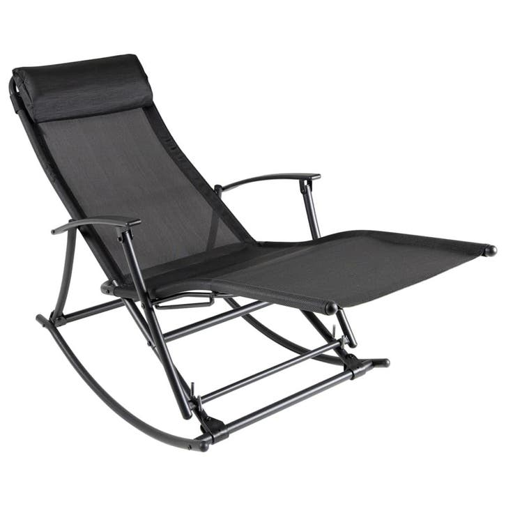 vidaXL Tuinschommelstoel staal en textileen zwart, Jardin & Terrasse, Chaises de jardin, Envoi