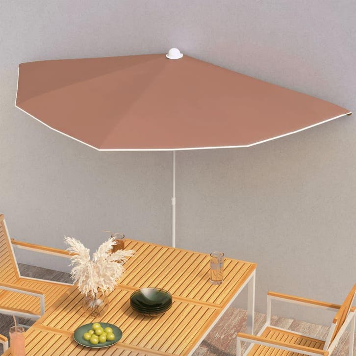 vidaXL Parasol half met paal 180x90 cm terracottakleurig, Tuin en Terras, Parasols, Nieuw, Verzenden