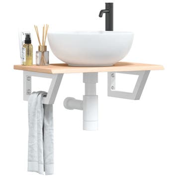 vidaXL Badkamer wandschap staal en massief eikenhout, Huis en Inrichting, Verzenden, Nieuw
