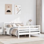 vidaXL Bedframe met hoofdeinde zonder matras 140x190 cm wit, Verzenden
