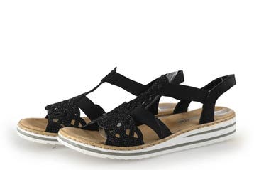 Rieker Sandalen in maat 42 Zwart, Verzenden, Zwart, Sandalen of Muiltjes, Zo goed als nieuw