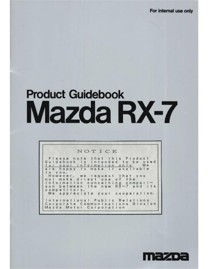 1992 MAZDA RX-7 PRODUCT GUIDEBOOK BROCHURE ENGELS, Boeken, Auto's | Folders en Tijdschriften, Ophalen of Verzenden