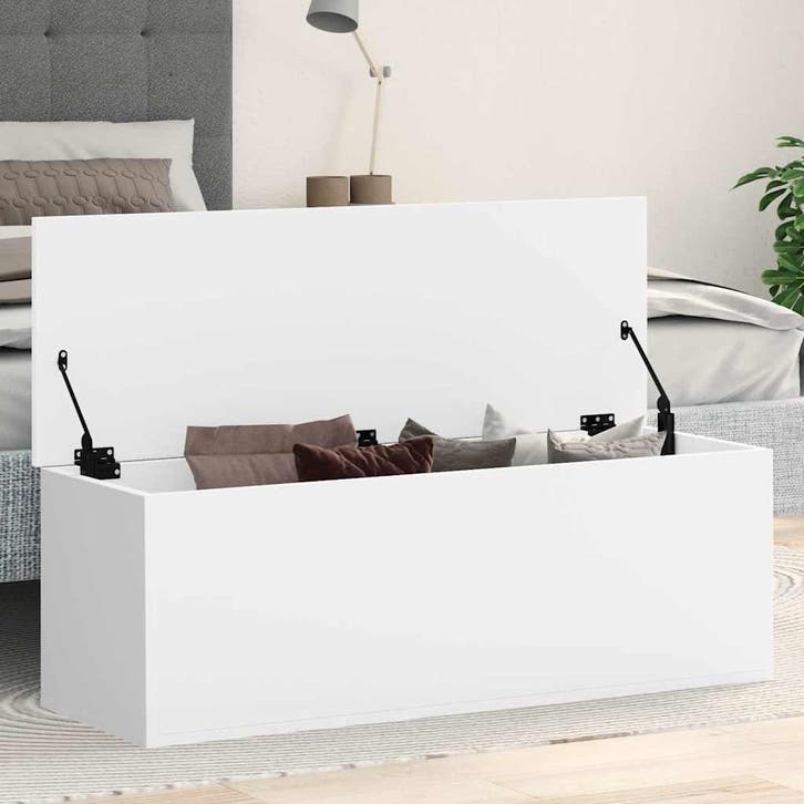 vidaXL Opbergbox 102x35x35 cm bewerkt hout wit, Maison & Meubles, Armoires | Autre, Envoi
