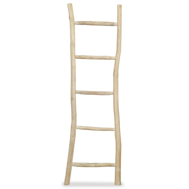 vidaXL Handdoekenladder met 5 sporten 45x150 cm teakhout, Maison & Meubles, Salle de bain | Linge de bain & Accessoires, Envoi
