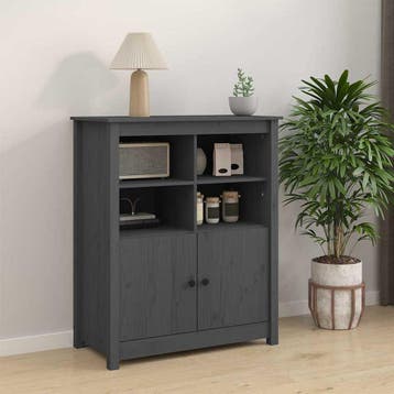 vidaXL Dressoir 83x41,5x100 cm massief grenenhout grijs, Huis en Inrichting, Verzenden, Nieuw