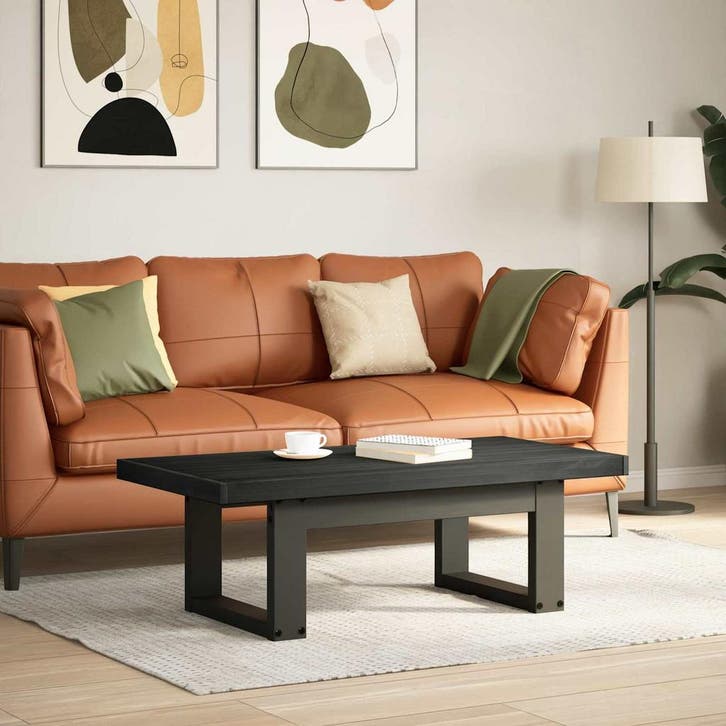 vidaXL Salontafel NOAIN Zwart 119 x 60 x 40 cm Massief, Huis en Inrichting, Tafels | Salontafels, Nieuw, Verzenden