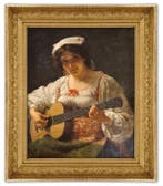 Angelo Ribossi (1822-1886) - Suonatrice di chitarra