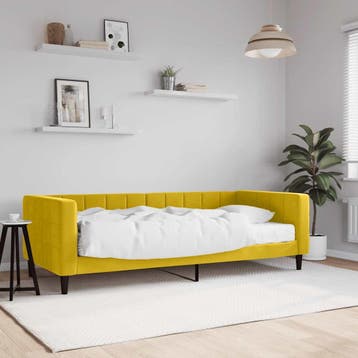 vidaXL Slaapbank met matras 90x200 cm fluweel geel, Verzenden, Nieuw