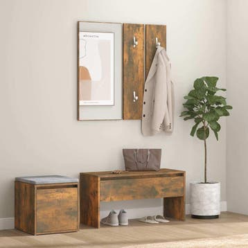vidaXL Garderobe set bewerkt hout gerookt eikenkleurig, Verzenden, Nieuw