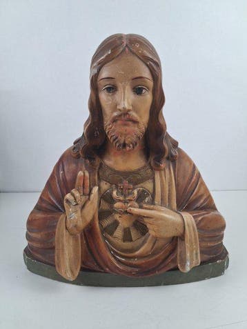 Statue, Heilig Hart van Jezus - 34 cm - Plâtre